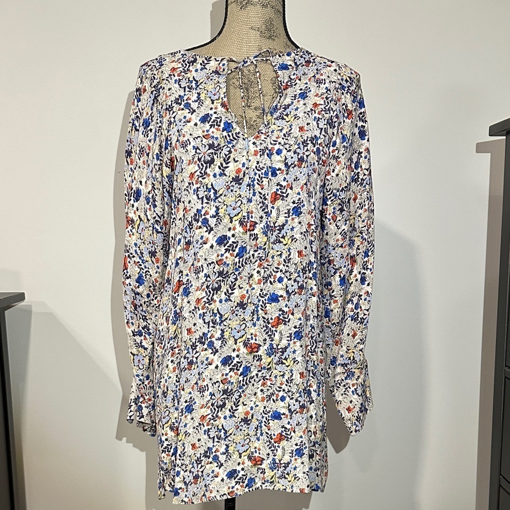 Mango Multicolor Floral Long Sleeve boho mini Dress Size 4 - Picture 5 of 12